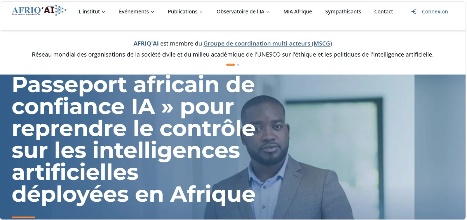 Preview of Plateforme Afriq'AI — Platform aggregating real-time AI developments, event scheduling, podcasts, and institute governance across Africa.